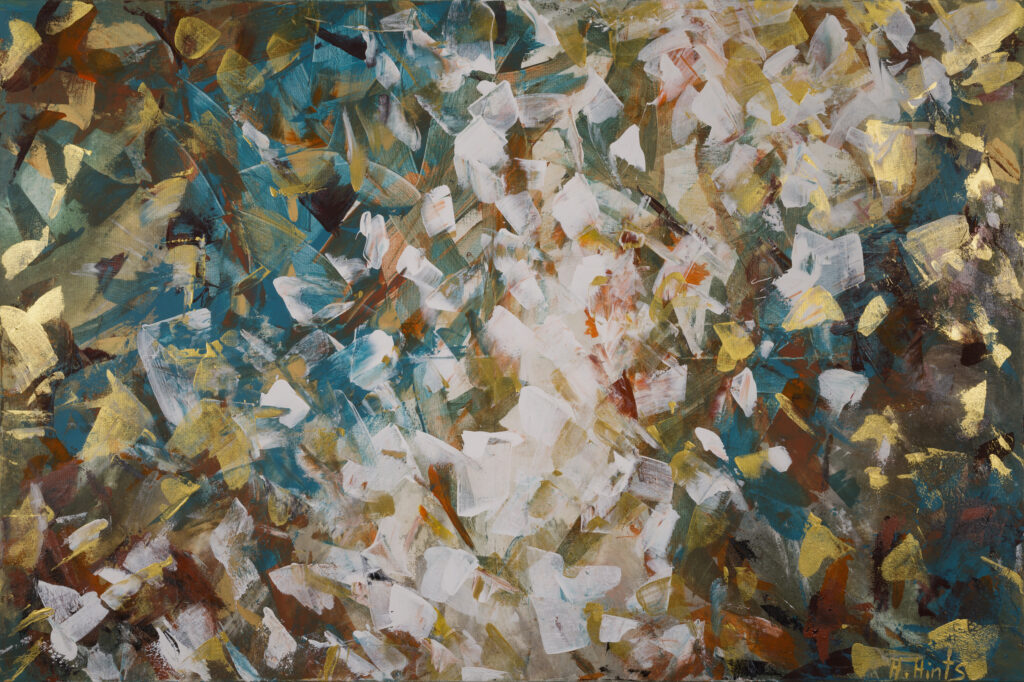 Abstarct, blue, colden, brown, painting, 100*150 cm